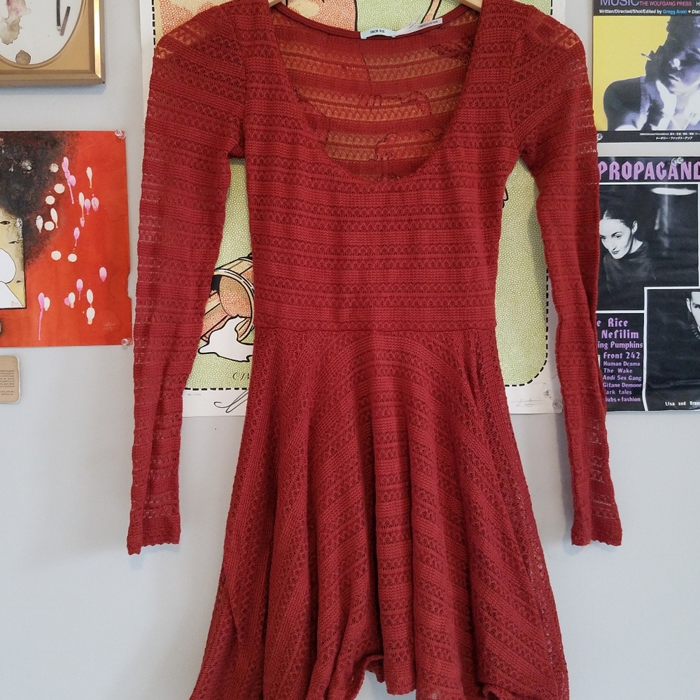 Red lace skater dress